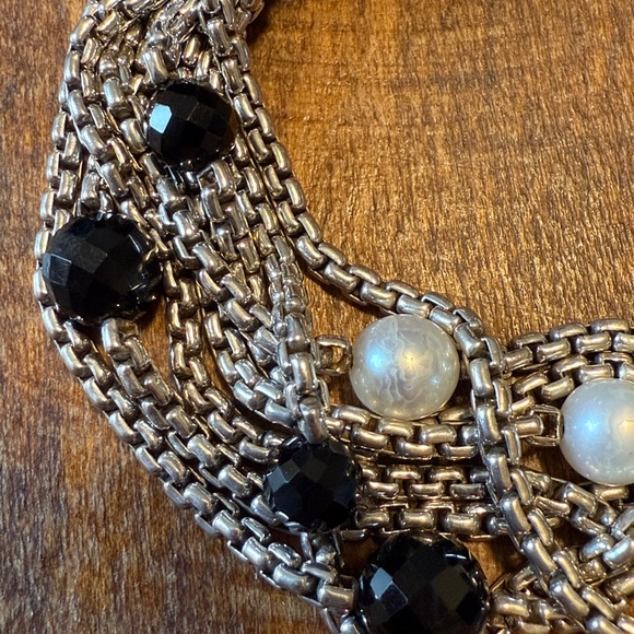 David Yurman Silver and 18k gold onyx and pearl Multi-Strand Bracelet - Picture 6 of 16